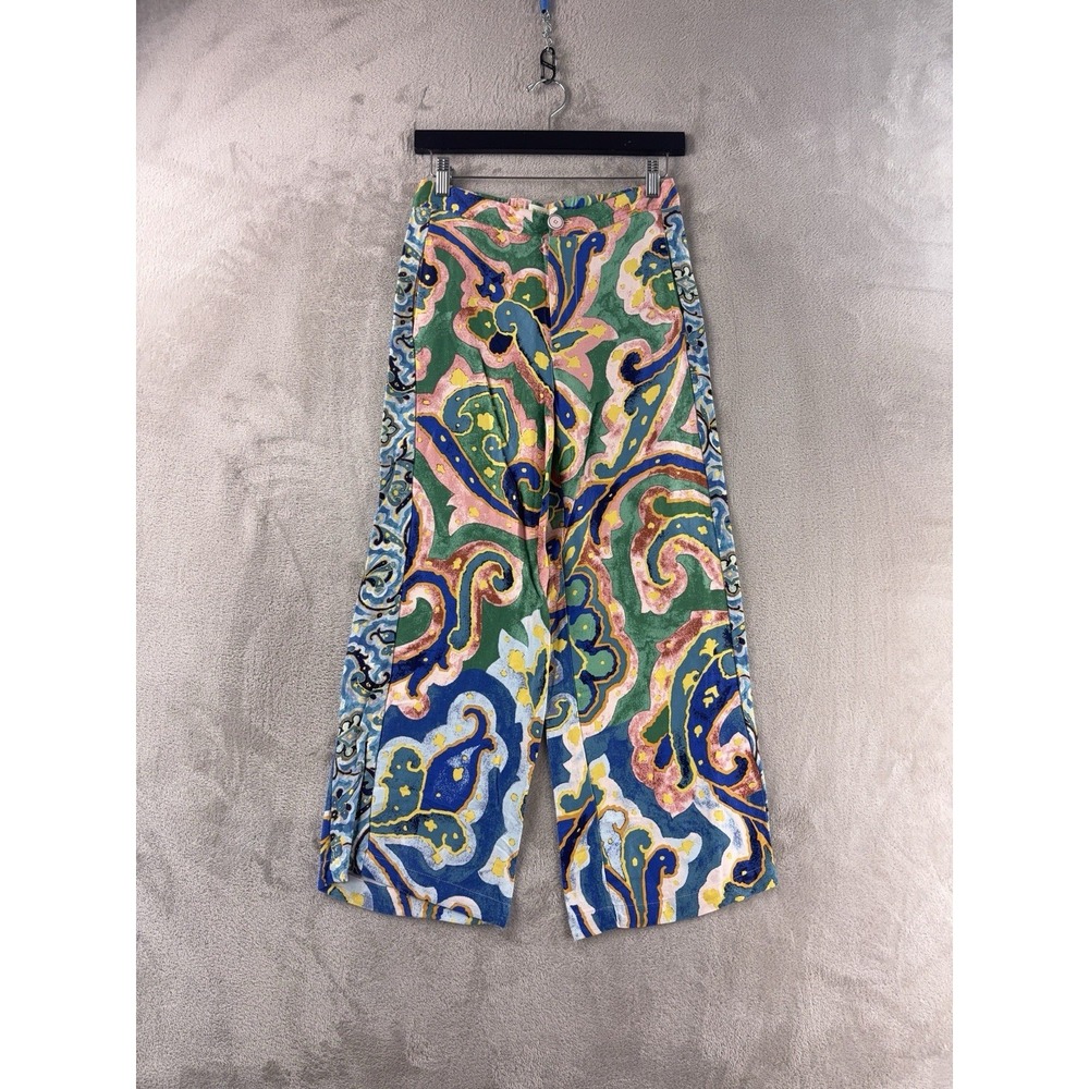Anthropologie Maeve Pants Womens Size 0P Multicolor Floral Wide Leg Boho
